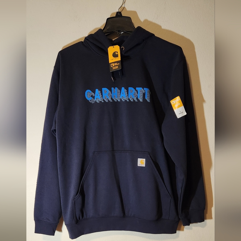 Carhartt Mens Rain Defender Hoodie Loose Fit Size Large  Color Navy Blue